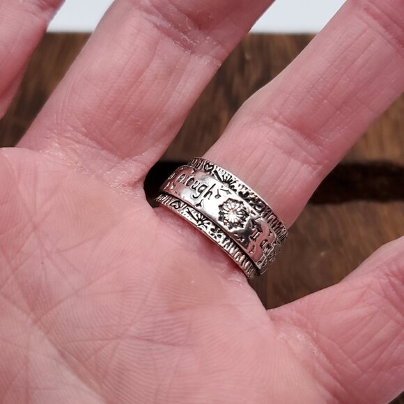 Size 6.5 925 Sterling Silver I Am Enough Dandelions Ring - Picture 4 of 8